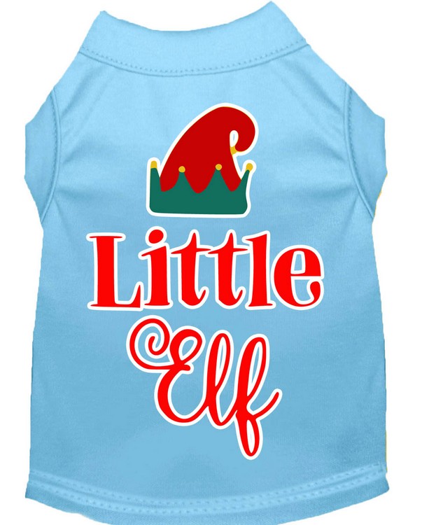 Little Elf Screen Print Dog Shirt Baby Blue XS